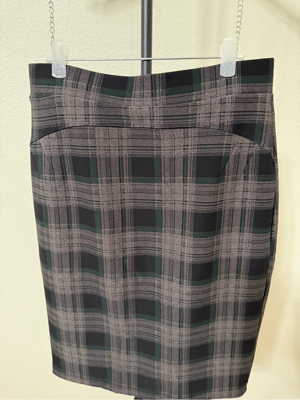 Plaid Pencil Skirt in Deep Brown and Green